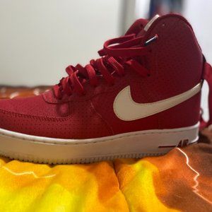 `Nike Air Force 1 high Gym Reds , Size(9) , Color red and white